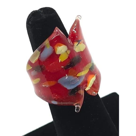 Vibrant Handmade Murano-Style Glass Ring – Bold & Unique Statement Jewelry - Picture 2 of 9